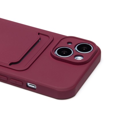 Чехол-накладка для Apple iPhone 15 (бордовый) - SC304 с картхолдером