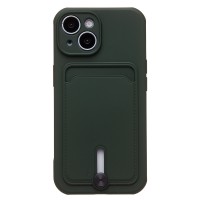 Чехол-накладка для Apple iPhone 15 (темно-зеленый) - SC304 с картхолдером