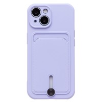 Чехол-накладка для Apple iPhone 15 (светло-фиолетовый) - SC304 с картхолдером
