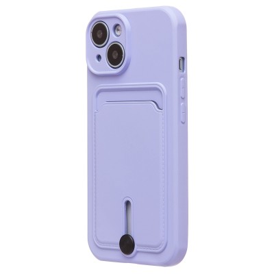 Чехол-накладка для Apple iPhone 15 (светло-фиолетовый) - SC304 с картхолдером