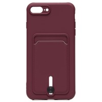 Чехол-накладка для Apple iPhone 7 Plus (бордовый) - SC304 с картхолдером