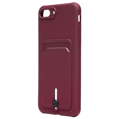 Чехол-накладка для Apple iPhone 8 Plus (бордовый) - SC304 с картхолдером