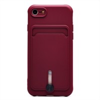 Чехол-накладка для Apple iPhone 8 (бордовый) - SC304 с картхолдером