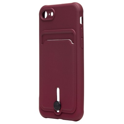 Чехол-накладка для Apple iPhone 8 (бордовый) - SC304 с картхолдером