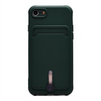 Чехол-накладка для Apple iPhone SE 2020 (темно-зеленый) - SC304 с картхолдером