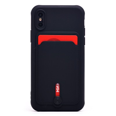 Чехол-накладка для Apple iPhone X (черный) - SC304 с картхолдером