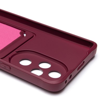 Чехол-накладка для Honor 200 Pro (бордовый) - SC304 с картхолдером