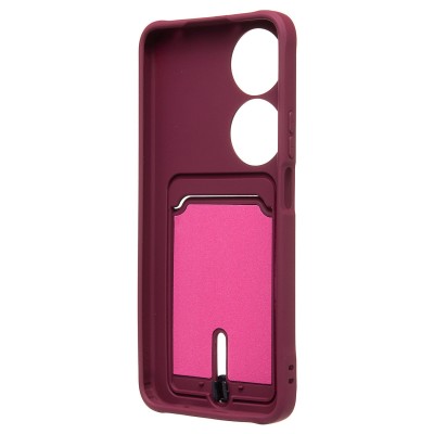 Чехол-накладка для Honor X7b 5G (бордовый) - SC304 с картхолдером