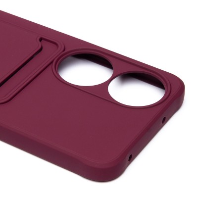 Чехол-накладка для Honor X7b 5G (бордовый) - SC304 с картхолдером