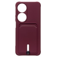 Чехол-накладка для Honor X7b (бордовый) - SC304 с картхолдером