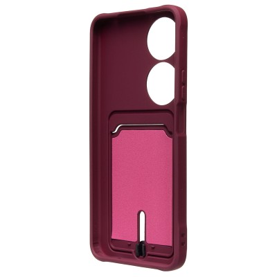 Чехол-накладка для Honor X7b (бордовый) - SC304 с картхолдером