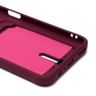 Чехол-накладка для Honor X7b (бордовый) - SC304 с картхолдером