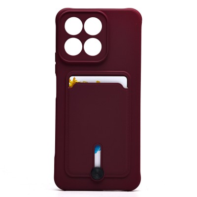 Чехол-накладка для Honor X7c (бордовый) - SC304 с картхолдером