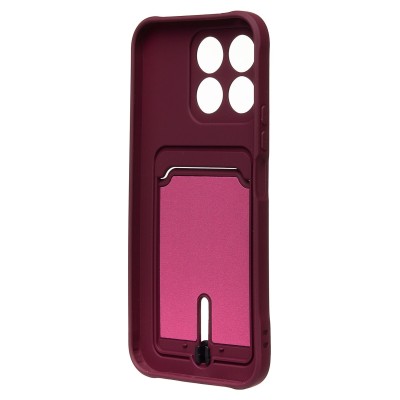 Чехол-накладка для Honor X8b (бордовый) - SC304 с картхолдером