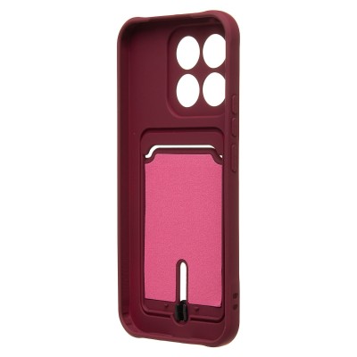 Чехол-накладка для Honor X8c (бордовый) - SC304 с картхолдером