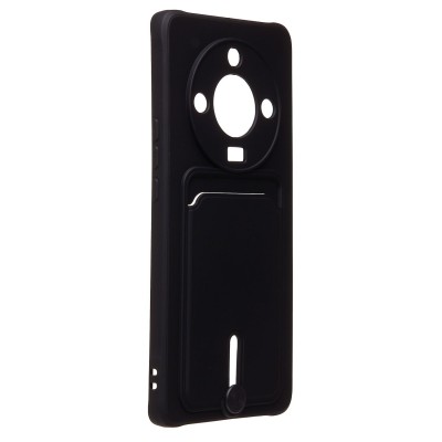 Чехол-накладка для Honor X9b (черный) - SC304 с картхолдером