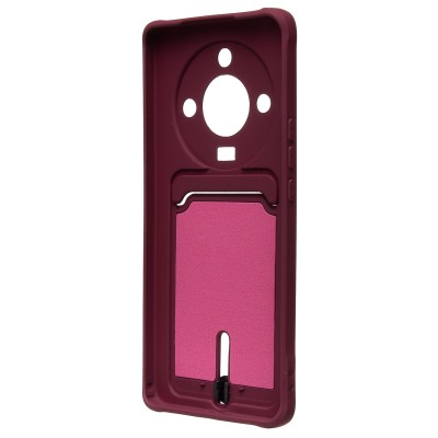Чехол-накладка для Honor X9b (бордовый) - SC304 с картхолдером