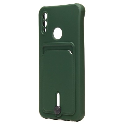Чехол-накладка для Huawei P Smart 2019 (темно-зеленый) - SC304 с картхолдером