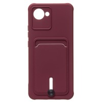 Чехол-накладка для Realme C30 (бордовый) - SC304 с картхолдером