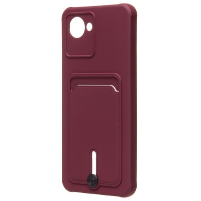 Чехол-накладка для Realme C30 (бордовый) - SC304 с картхолдером