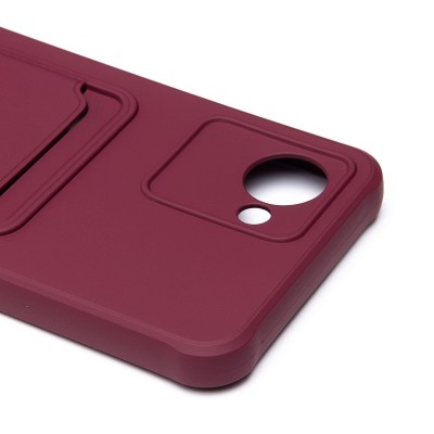 Чехол-накладка для Realme C30 (бордовый) - SC304 с картхолдером