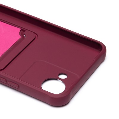 Чехол-накладка для Realme C30 (бордовый) - SC304 с картхолдером