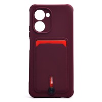 Чехол-накладка для Realme C33 (бордовый) - SC304 с картхолдером