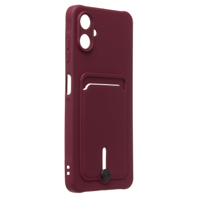 Чехол-накладка для Samsung Galaxy A06 (бордовый) - SC304 с картхолдером