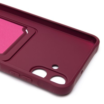 Чехол-накладка для Samsung Galaxy A06 (бордовый) - SC304 с картхолдером