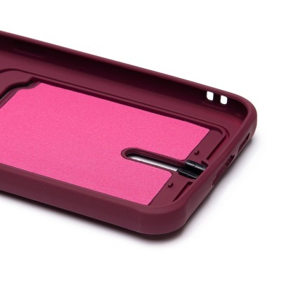 Чехол-накладка для Samsung Galaxy S23FE (бордовый) - SC304 с картхолдером