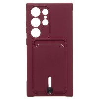 Чехол-накладка для Samsung Galaxy S24 Ultra (бордовый) - SC304 с картхолдером
