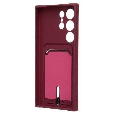 Чехол-накладка для Samsung Galaxy S24 Ultra (бордовый) - SC304 с картхолдером