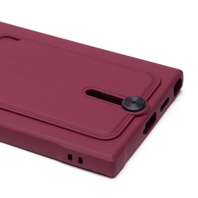 Чехол-накладка для Samsung Galaxy S24 Ultra (бордовый) - SC304 с картхолдером