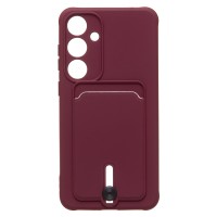 Чехол-накладка для Samsung Galaxy S24+ (бордовый) - SC304 с картхолдером