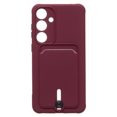 Чехол-накладка для Samsung Galaxy S24+ (бордовый) - SC304 с картхолдером
