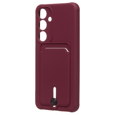 Чехол-накладка для Samsung Galaxy S24+ (бордовый) - SC304 с картхолдером