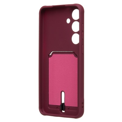 Чехол-накладка для Samsung Galaxy S24+ (бордовый) - SC304 с картхолдером
