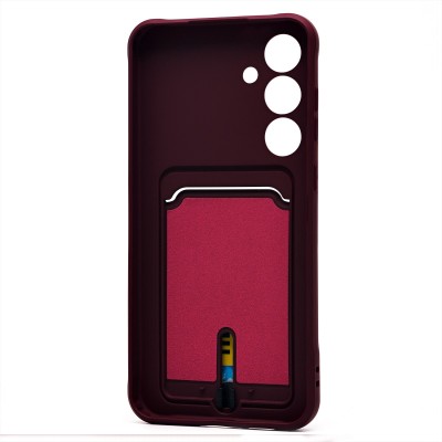 Чехол-накладка для Samsung Galaxy S24FE (бордовый) - SC304 с картхолдером