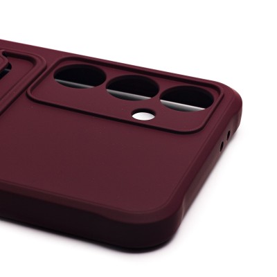 Чехол-накладка для Samsung Galaxy S24FE (бордовый) - SC304 с картхолдером