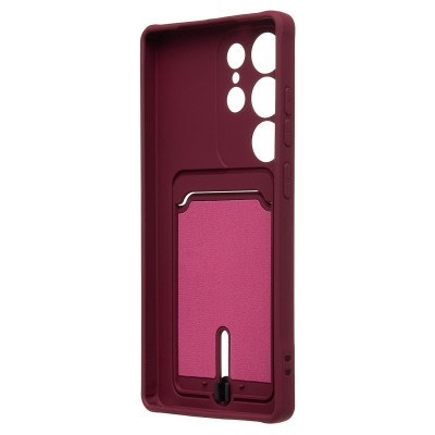 Чехол-накладка для Samsung Galaxy S25 Ultra (бордовый) - SC304 с картхолдером