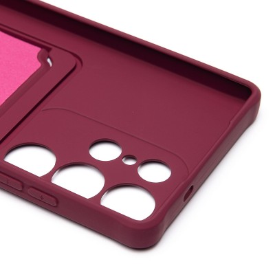 Чехол-накладка для Samsung Galaxy S25 Ultra (бордовый) - SC304 с картхолдером