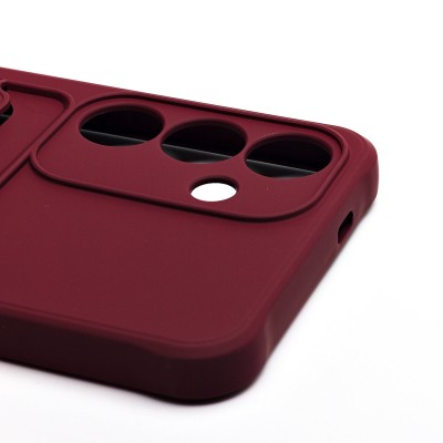 Чехол-накладка для Samsung Galaxy S25 (бордовый) - SC304 с картхолдером