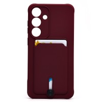 Чехол-накладка для Samsung Galaxy S25+ (бордовый) - SC304 с картхолдером