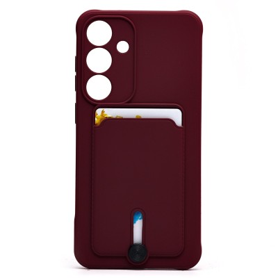 Чехол-накладка для Samsung Galaxy S25+ (бордовый) - SC304 с картхолдером