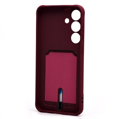 Чехол-накладка для Samsung Galaxy S25+ (бордовый) - SC304 с картхолдером