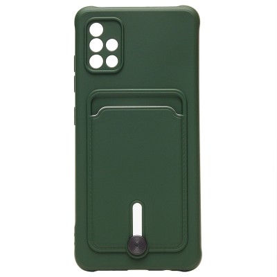 Чехол-накладка для Samsung A515 Galaxy A51 4G (темно-зеленый) - SC304 с картхолдером