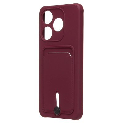 Чехол-накладка для Tecno Spark 10 4G (бордовый) - SC304 с картхолдером