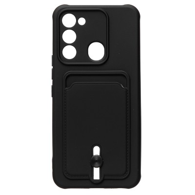 Чехол-накладка для Tecno Spark 8c (черный) - SC304 с картхолдером