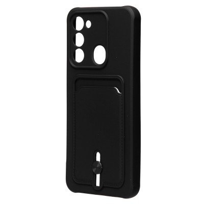 Чехол-накладка для Tecno Spark 8c (черный) - SC304 с картхолдером