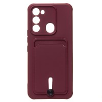 Чехол-накладка для Tecno Spark 8c (бордовый) - SC304 с картхолдером